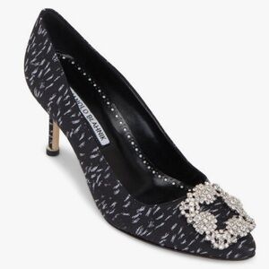 Manolo Blahnik Patterned Heels with Crystal Buckle